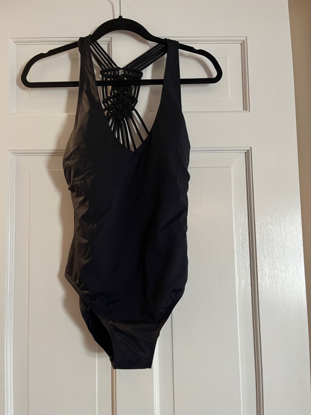 Classic Black One-Piece Swimsuit with Macramé Back